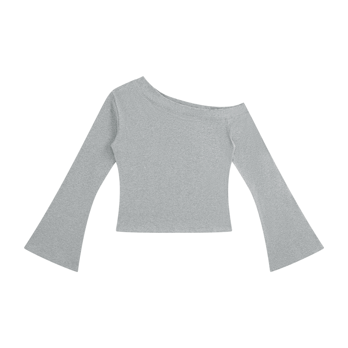 Women's Off-Shoulder Bell Sleeve T-Shirt in flower gray