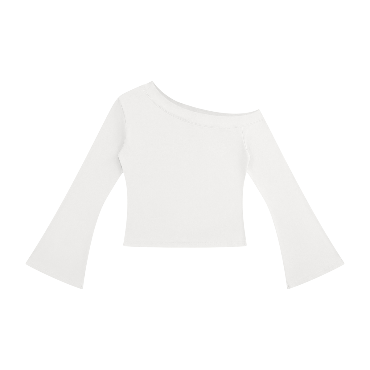 Women's Off-Shoulder Bell Sleeve T-Shirt in white