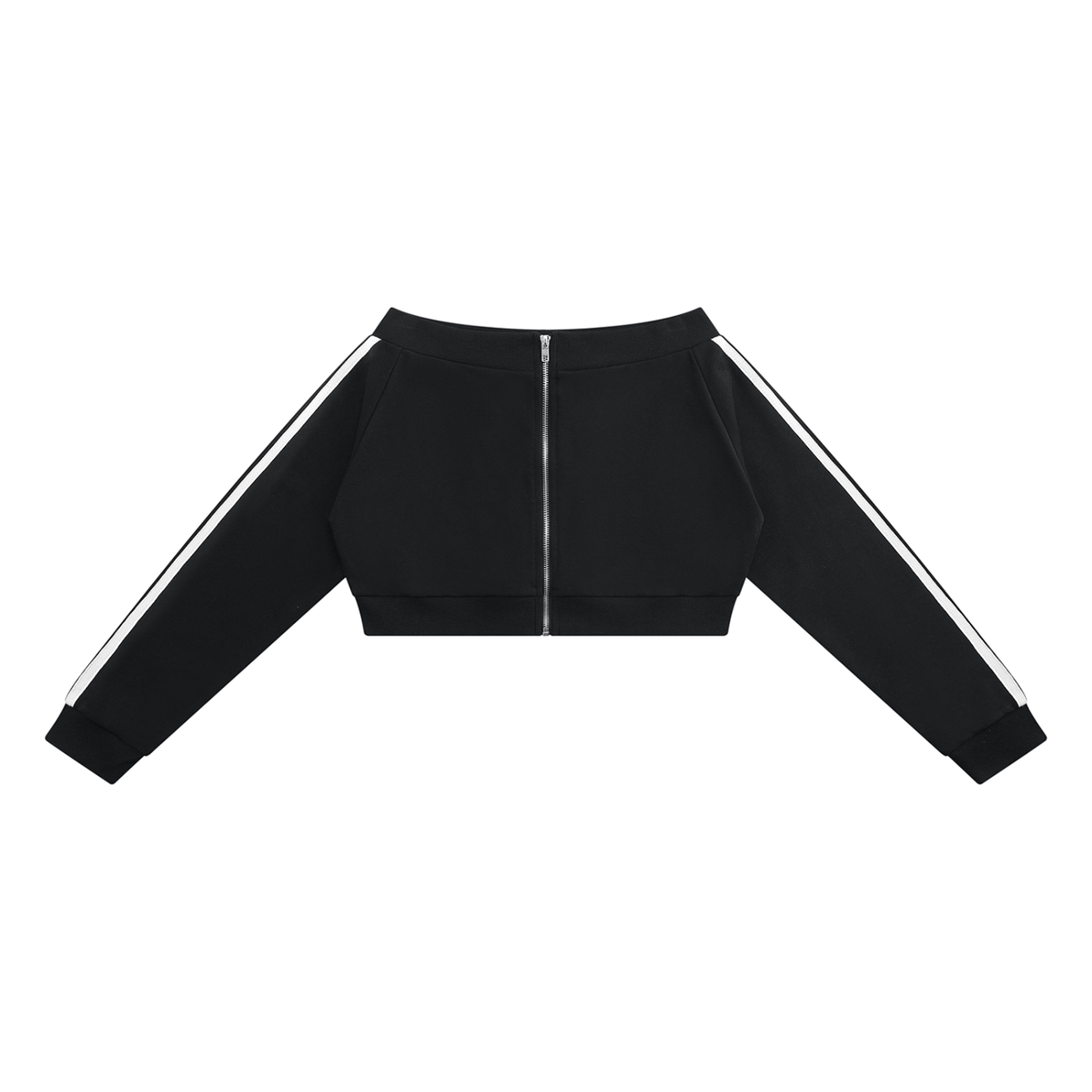 Women's Off-Shoulder Full Zip Hoodie in black