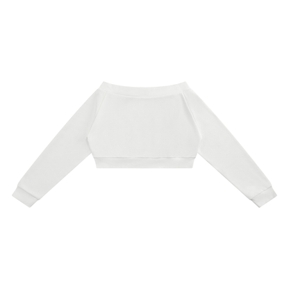 Women's Off-Shoulder Full Zip Hoodie in white, alternate angle