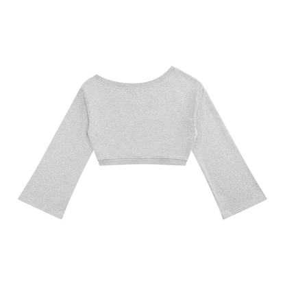 Women's Off-Shoulder Sweatshirt in flower gray, alternate angle