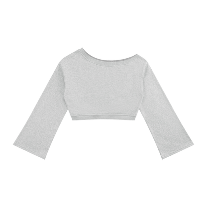 Women's Off-Shoulder Sweatshirt in flower gray