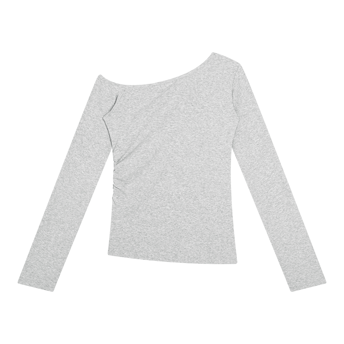Women's Off-the-Shoulder Long Sleeve T-Shirt in flower gray, alternate angle