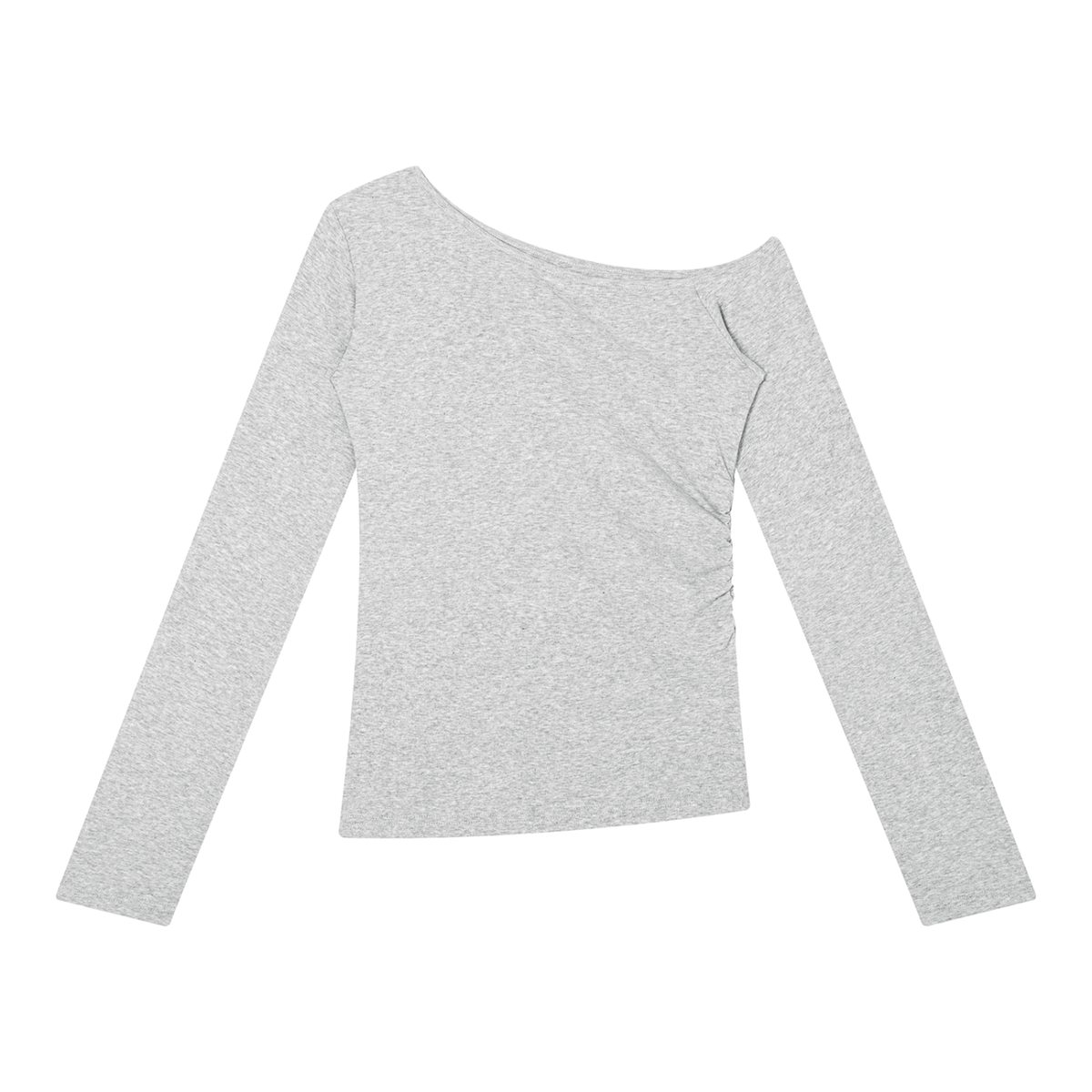Women's Off-the-Shoulder Long Sleeve T-Shirt in flower gray