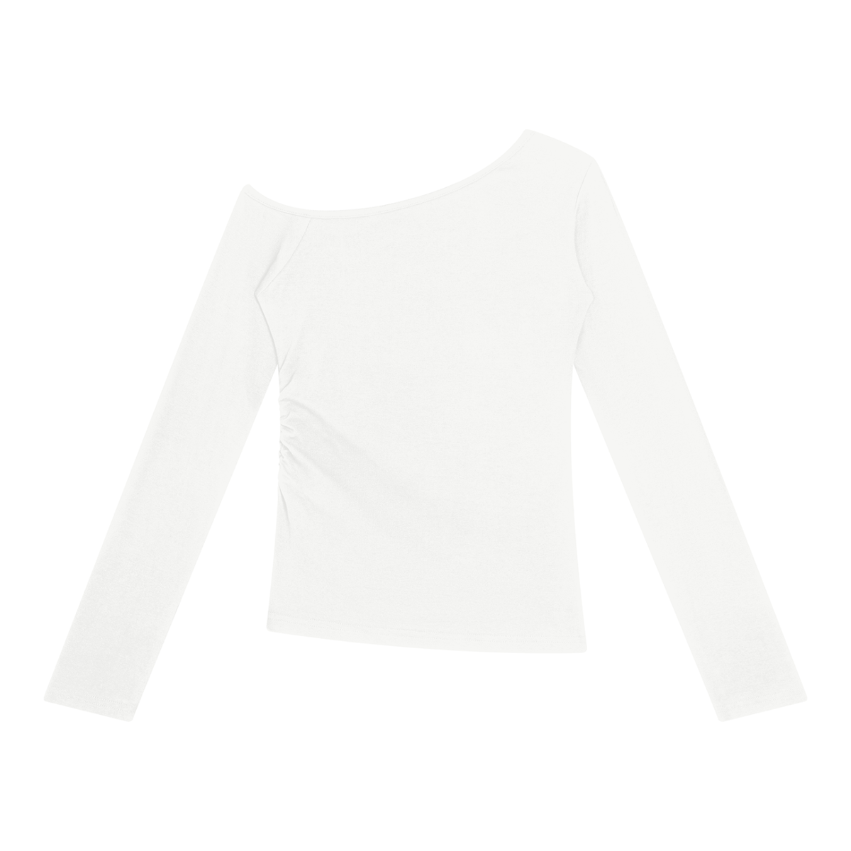 Women's Off-the-Shoulder Long Sleeve T-Shirt in white, alternate angle