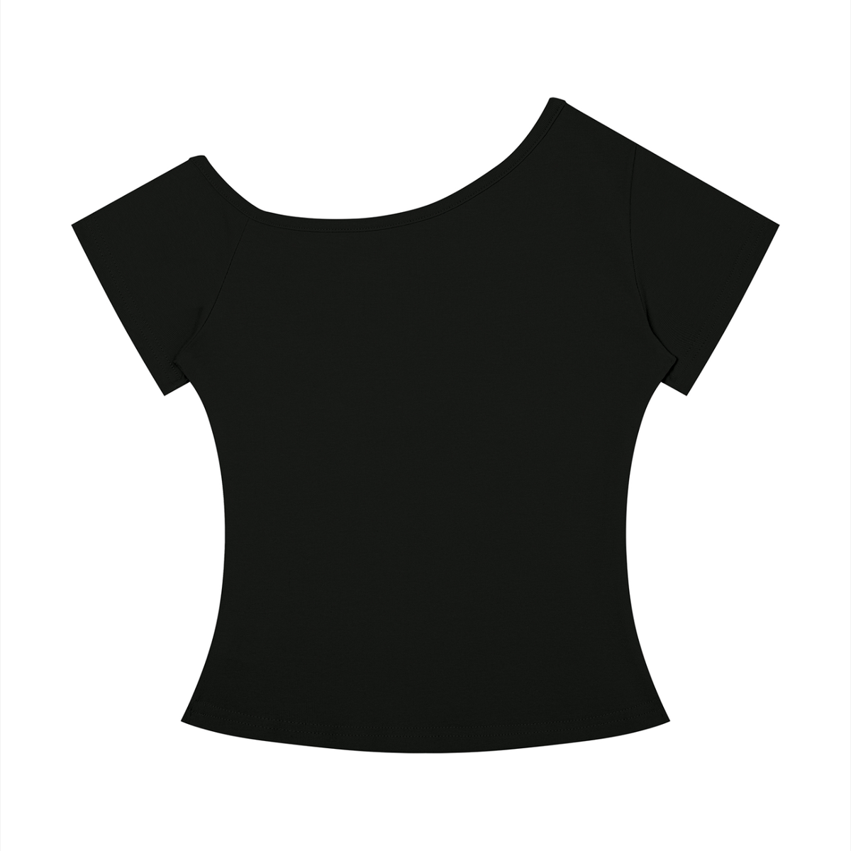 Women's Off-the-Shoulder T-Shirt in black, alternate angle