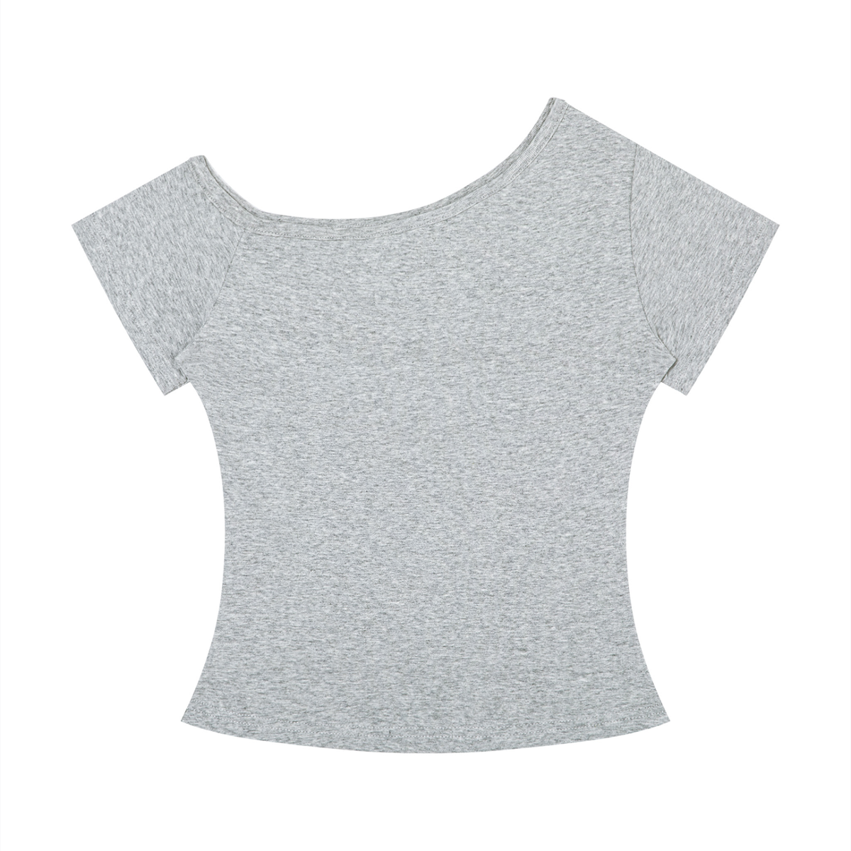 Women's Off-the-Shoulder T-Shirt in flower gray, alternate angle
