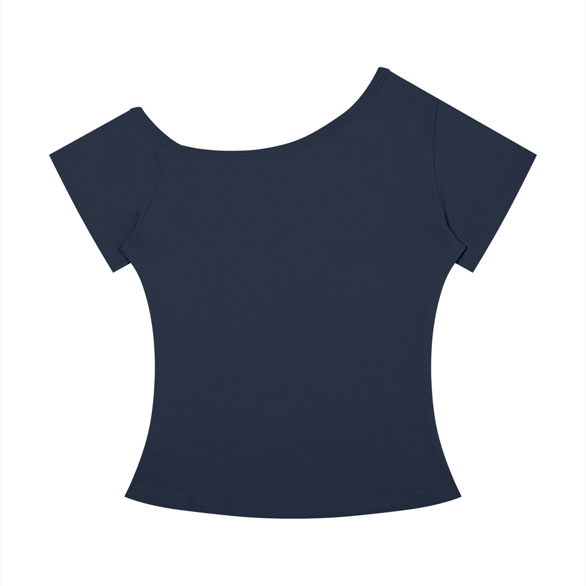 Women's Off-the-Shoulder T-Shirt in navy blue, alternate angle