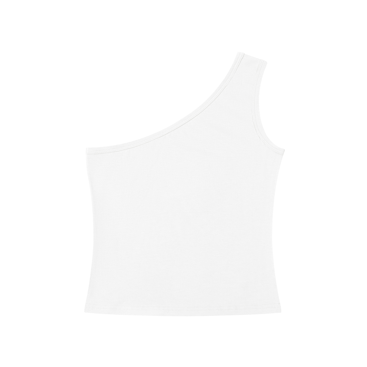 Women's One-Shoulder Crop Tank Top in white, alternate angle