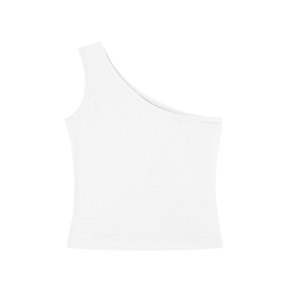 Women's One-Shoulder Crop Tank Top in white
