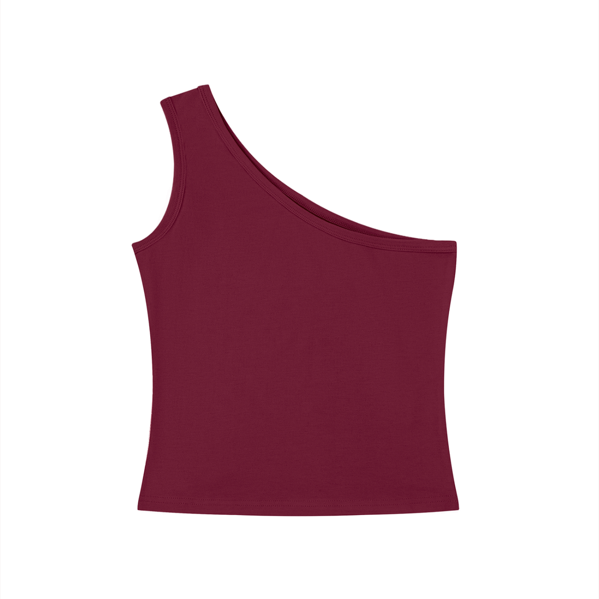 Women's One-Shoulder Crop Tank Top in wine red