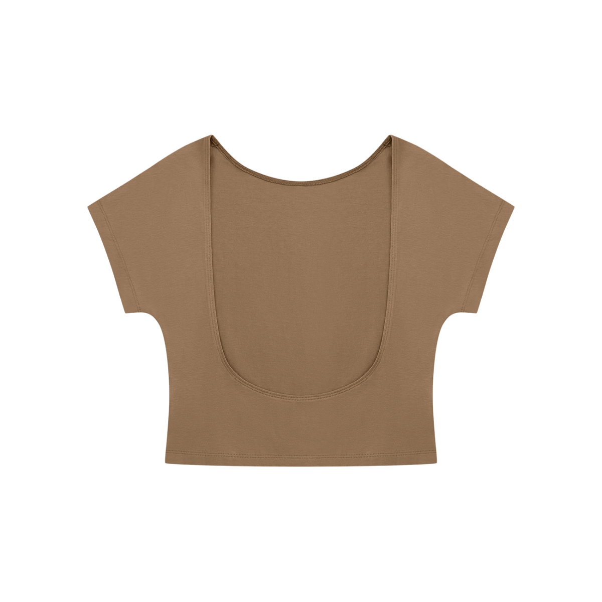 Women's Open-Back T-Shirt in coffee, alternate angle
