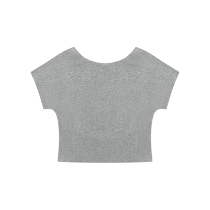 Women's Open-Back T-Shirt in flower gray
