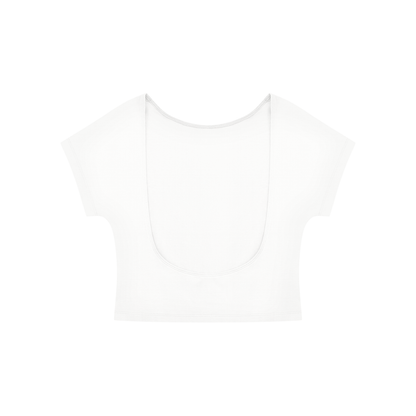 Women's Open-Back T-Shirt in white, alternate angle
