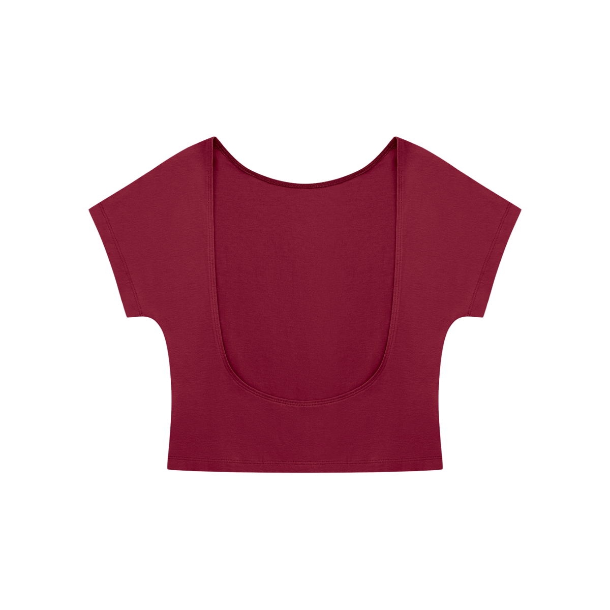 Women's Open-Back T-Shirt in wine red, alternate angle