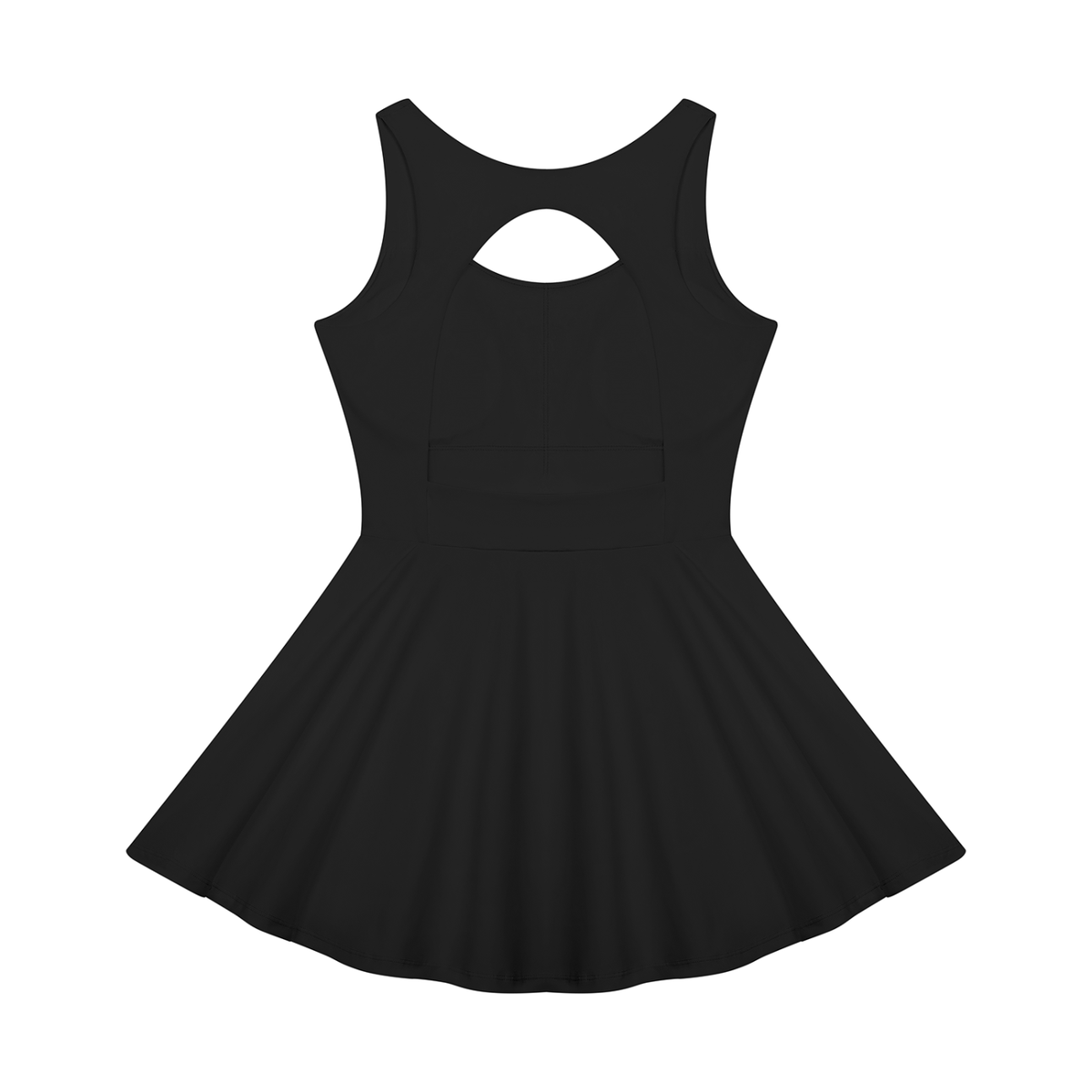 Women's Open-Back Tennis Dress in black, alternate angle