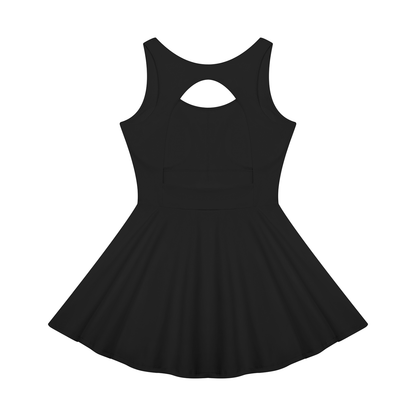 Women's Open-Back Tennis Dress in black, alternate angle