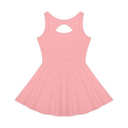 Women's Open-Back Tennis Dress in pink, alternate angle