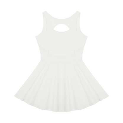 Women's Open-Back Tennis Dress in white, alternate angle