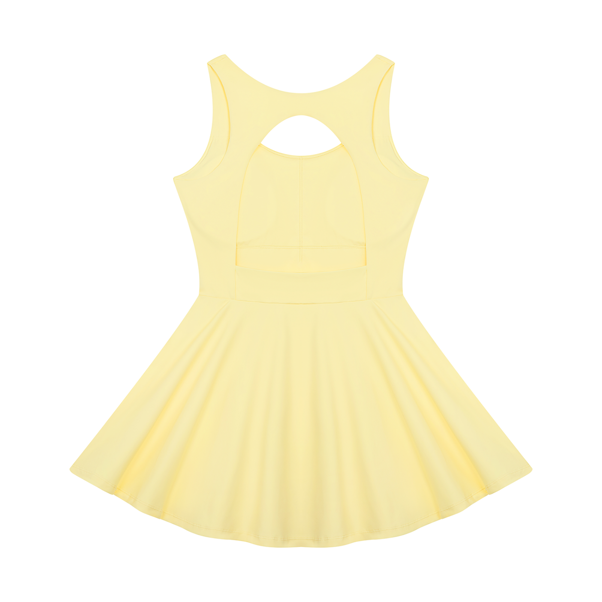 Women's Open-Back Tennis Dress in yellow, alternate angle