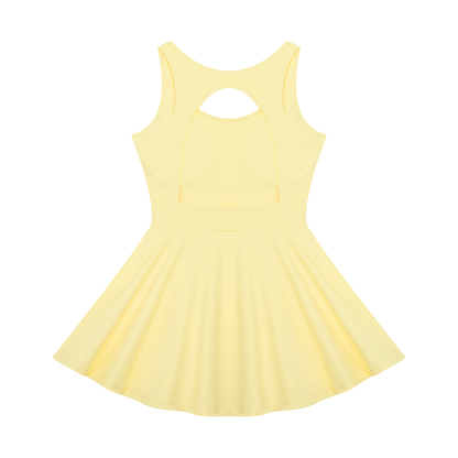 Women's Open-Back Tennis Dress in yellow, alternate angle