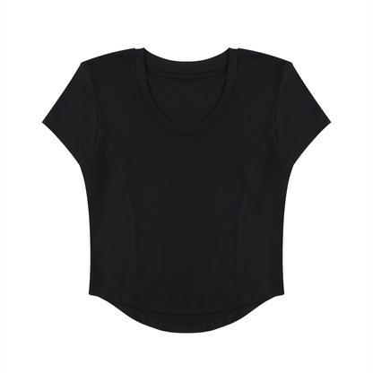 Women's Paneled Crop T-Shirt in black