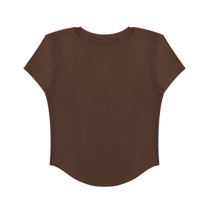 Women's Paneled Crop T-Shirt in brown, alternate angle