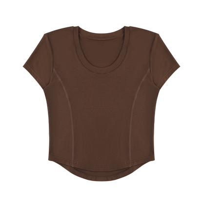 Women's Paneled Crop T-Shirt in brown