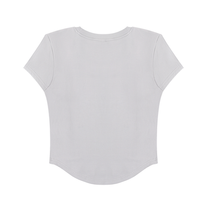 Women's Paneled Crop T-Shirt in light gray, alternate angle