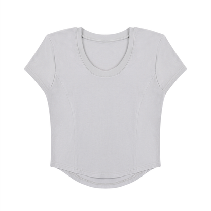 Women's Paneled Crop T-Shirt in light gray