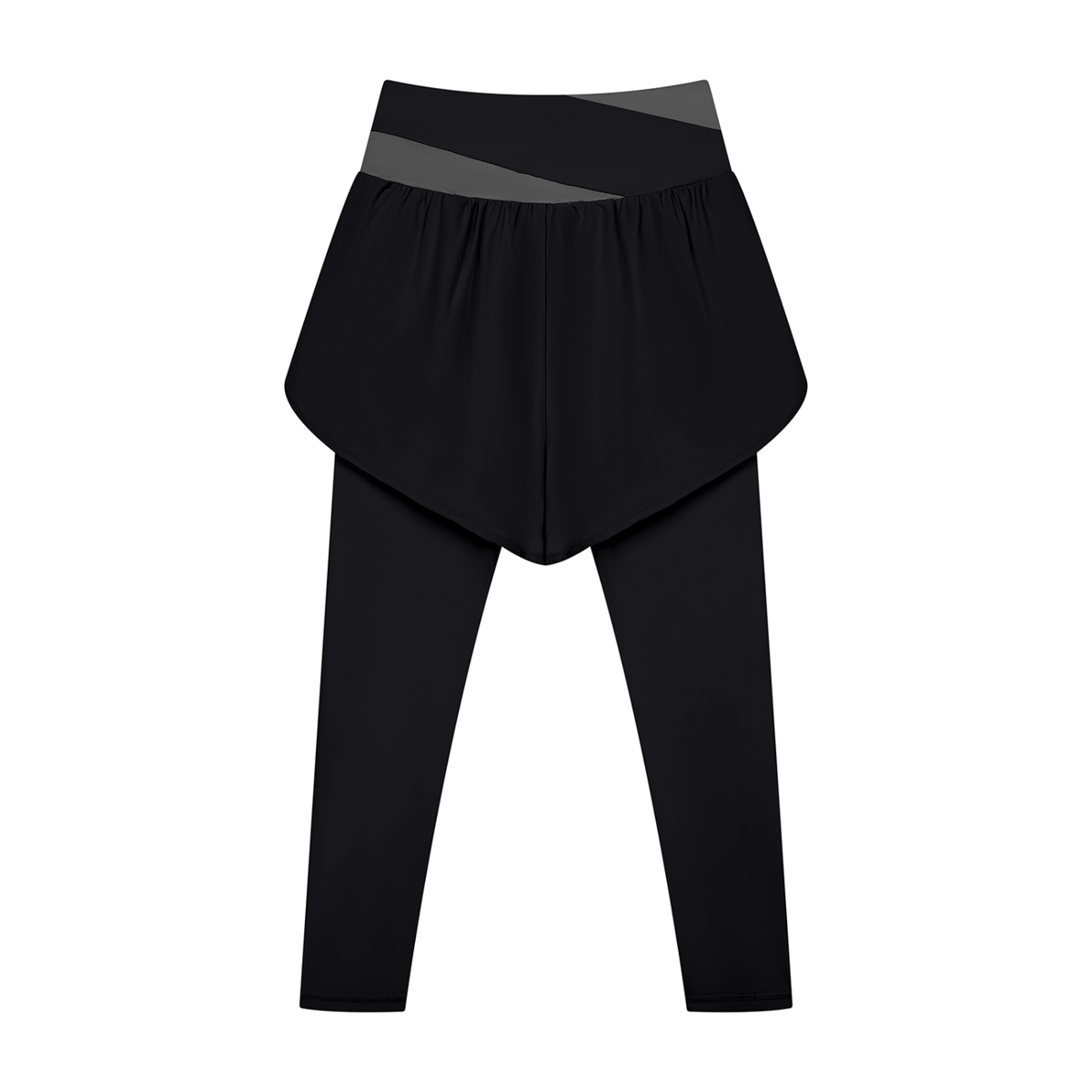 Women's Paneled High Waisted Yoga Leggings in black with dark gray, alternate angle