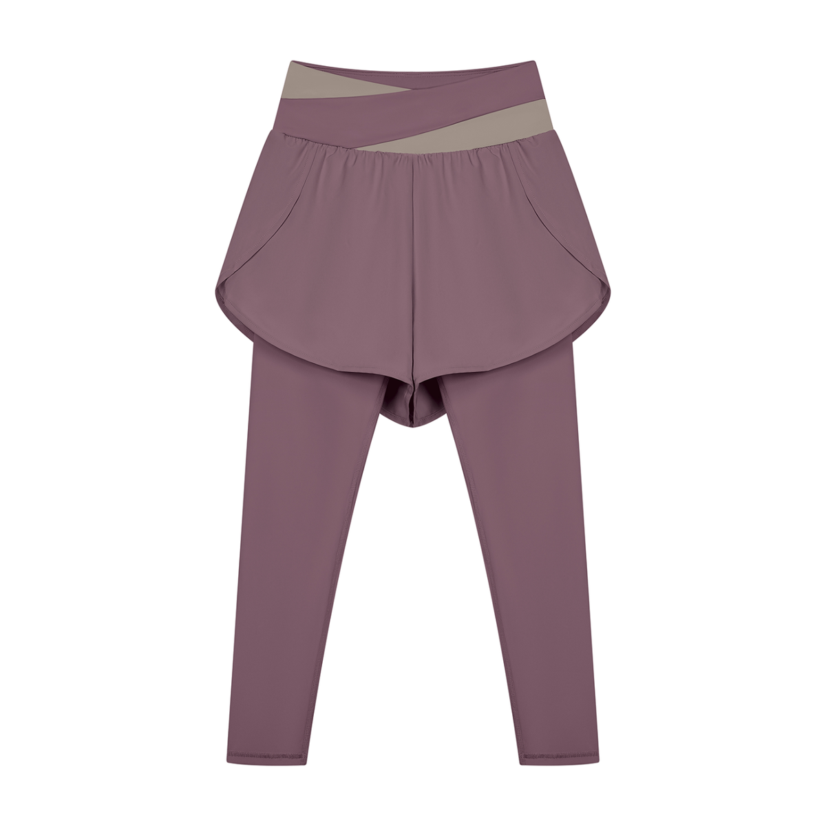 Women's Paneled High Waisted Yoga Leggings in misty purple with gray purple