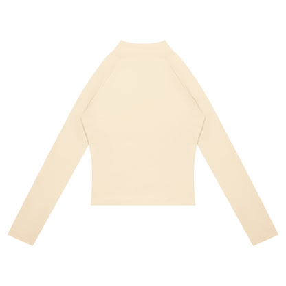 Women's Paneled Yoga Full Zip Jacket in apricot with khaki, alternate angle