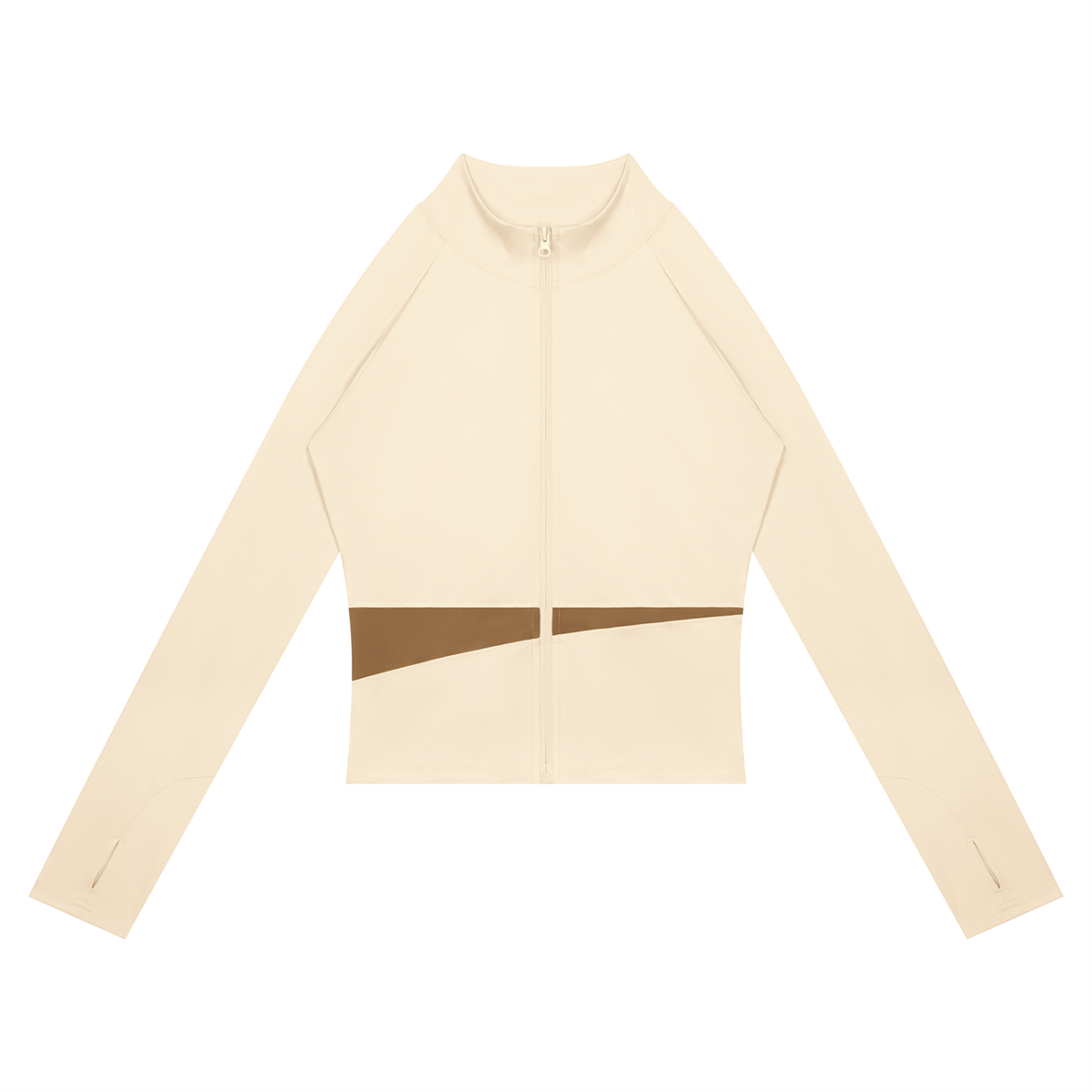 Women's Paneled Yoga Full Zip Jacket in apricot with khaki