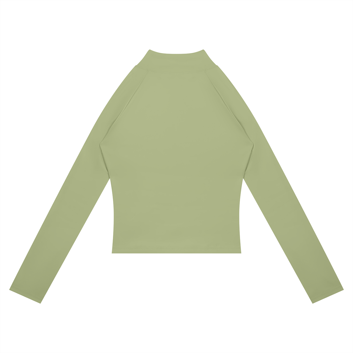 Women's Paneled Yoga Full Zip Jacket in bean green with dark gray, alternate angle