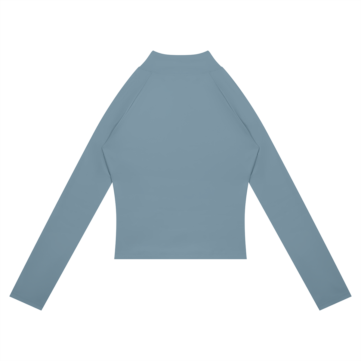 Women's Paneled Yoga Full Zip Jacket in gray blue with navy blue, alternate angle