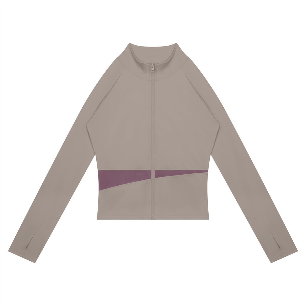 Women's Paneled Yoga Full Zip Jacket in gray purple with misty purple