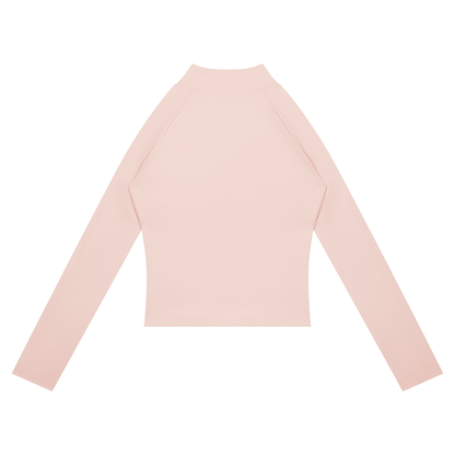 Women's Paneled Yoga Full Zip Jacket in light pink with apricot, alternate angle