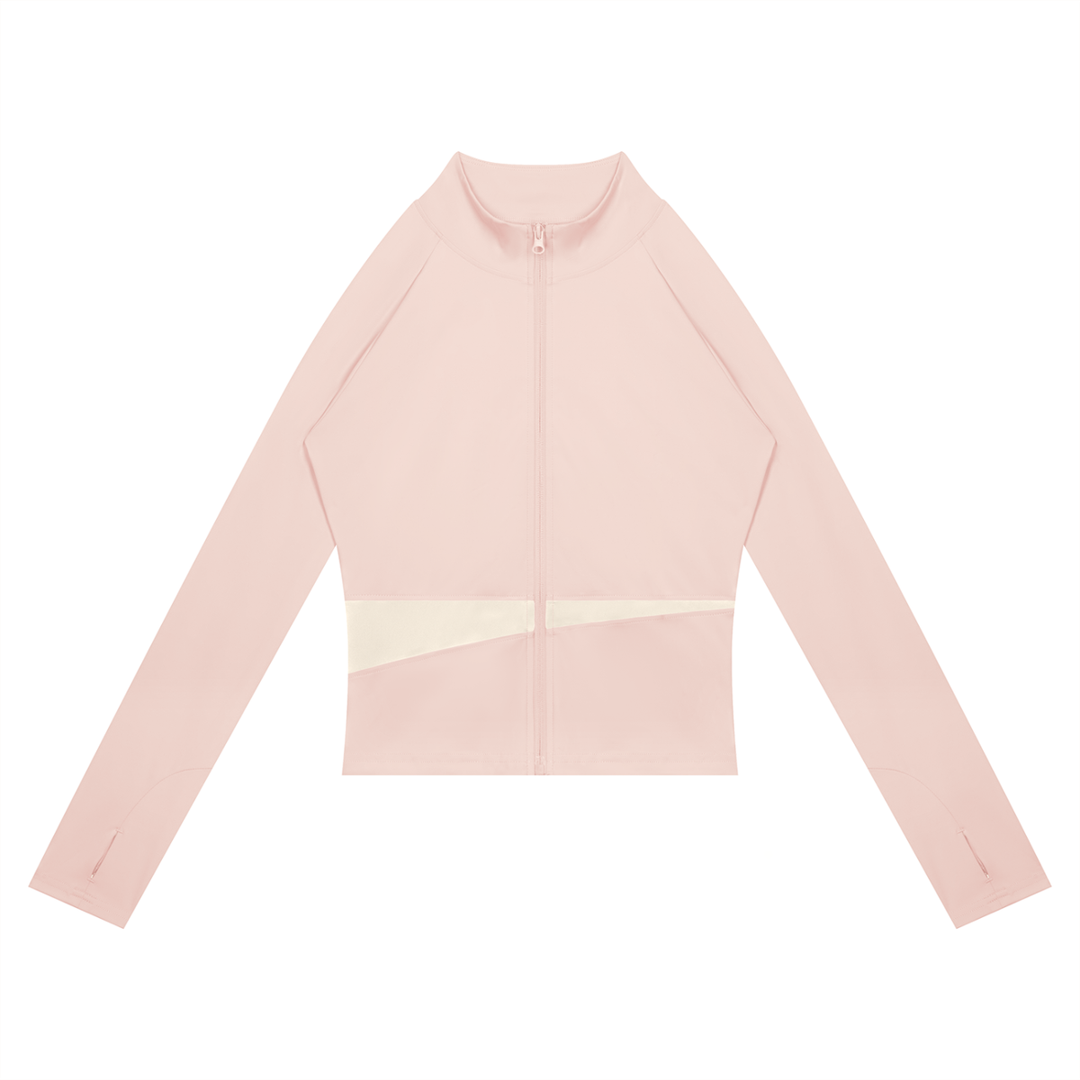 Women's Paneled Yoga Full Zip Jacket in light pink with apricot