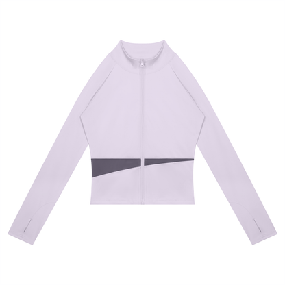 Women's Paneled Yoga Full Zip Jacket in light purple with deep purple