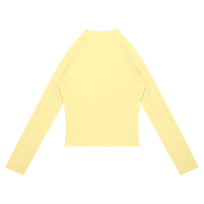 Women's Paneled Yoga Full Zip Jacket in light yellow with light gray, alternate angle
