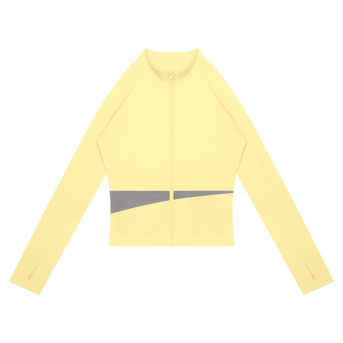 Women's Paneled Yoga Full Zip Jacket in light yellow with light gray