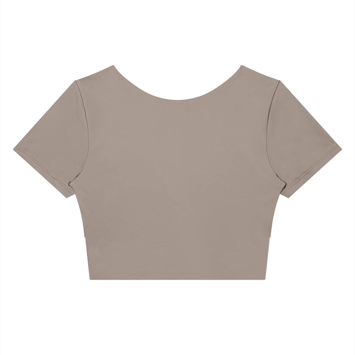Women's Panelled Crop Yoga T-Shirt in gray purple with misty purple, alternate angle