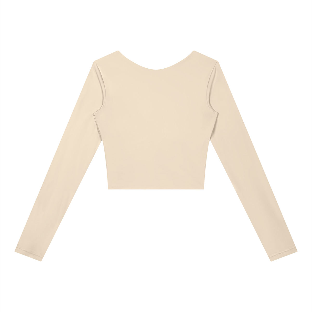 Women's Panelled Long Sleeve Yoga T-Shirt in apricot with khaki, alternate angle