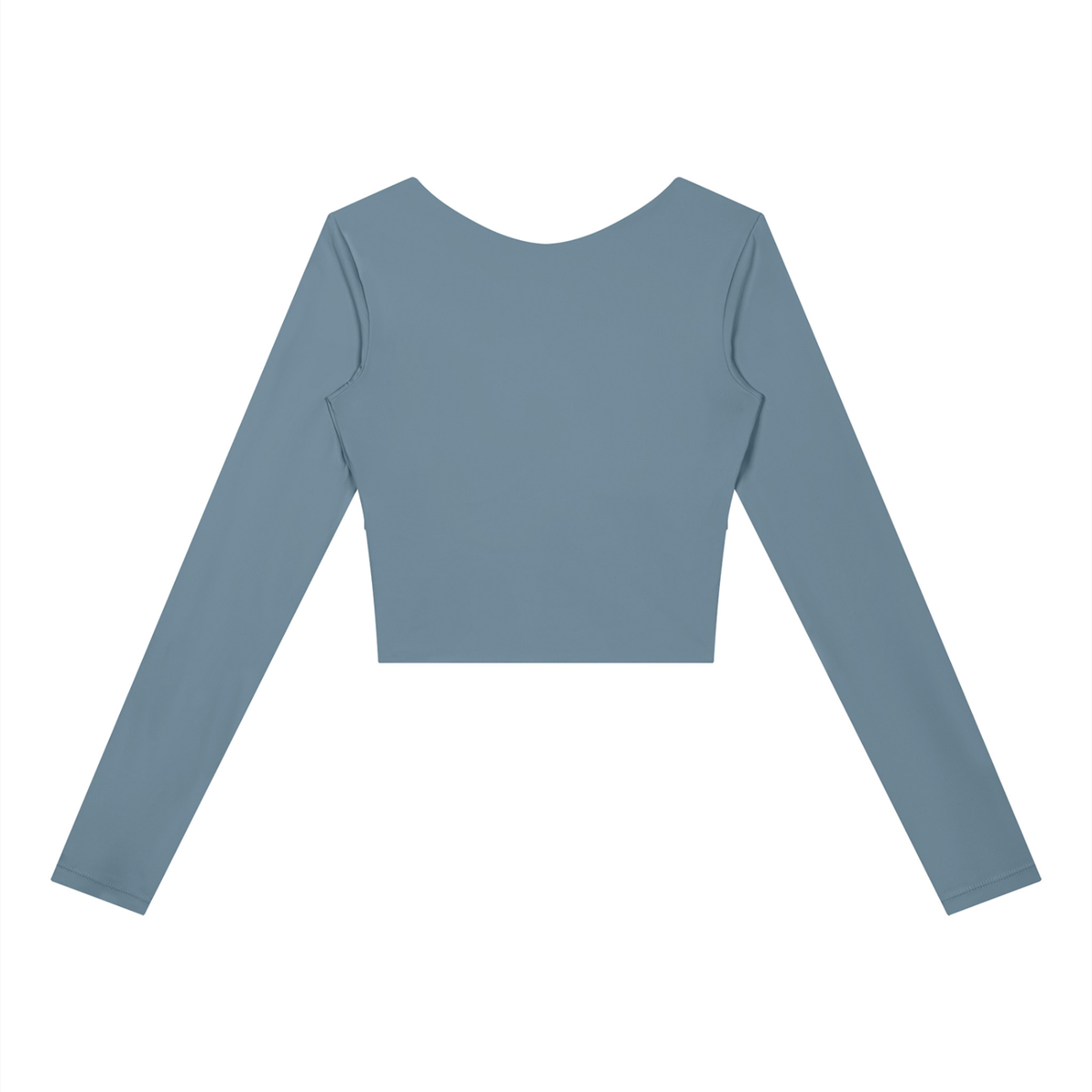Women's Panelled Long Sleeve Yoga T-Shirt in gray blue with navy blue, alternate angle