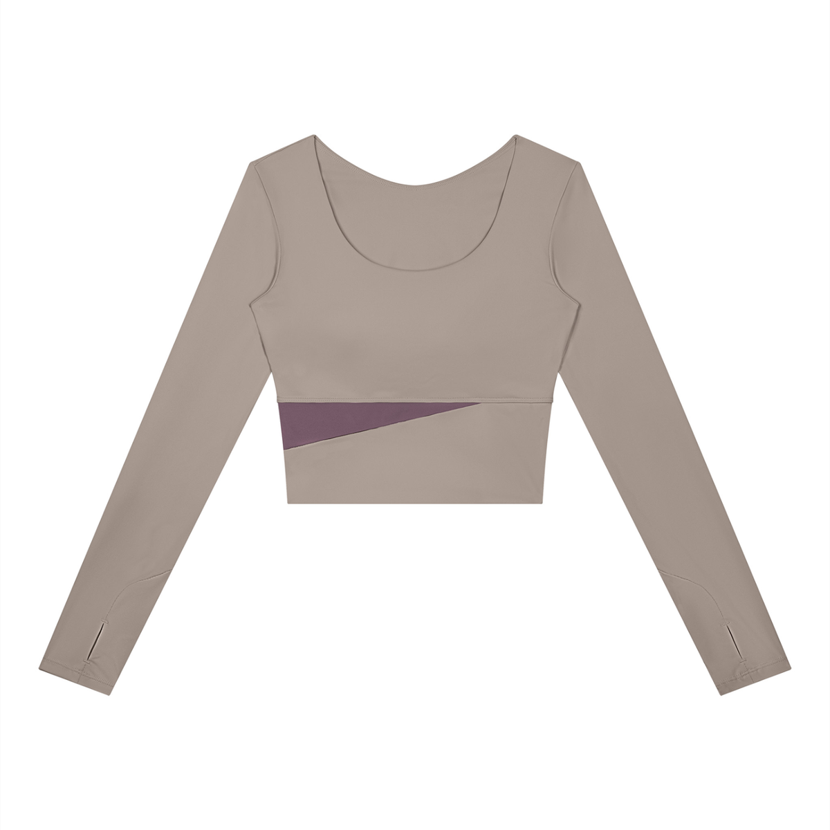 Women's Panelled Long Sleeve Yoga T-Shirt in gray purple with misty purple
