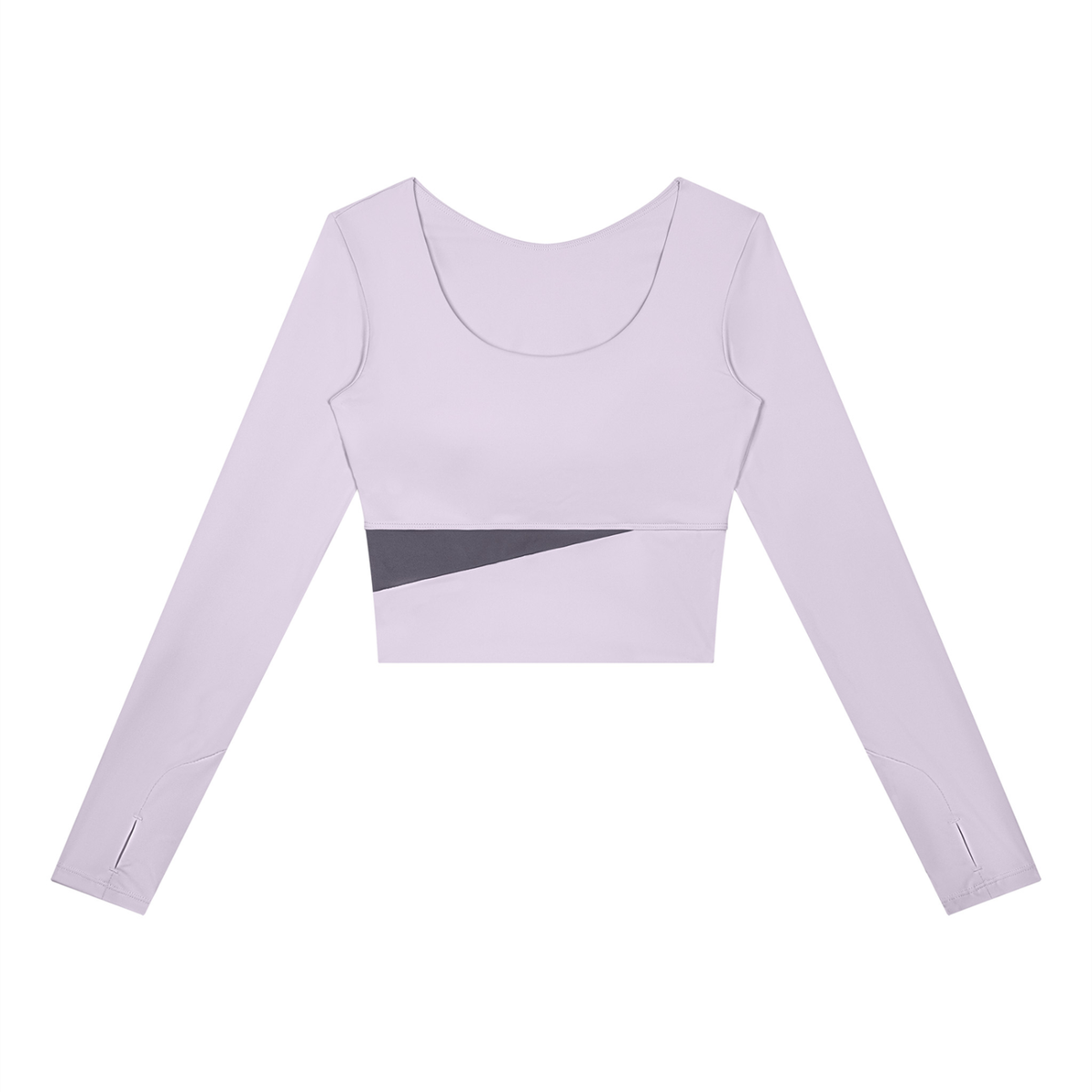Women's Panelled Long Sleeve Yoga T-Shirt in light purple with deep purple