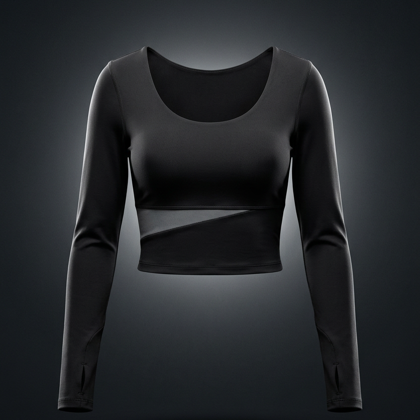 Women's Panelled Long Sleeve Yoga T-Shirt, view 1