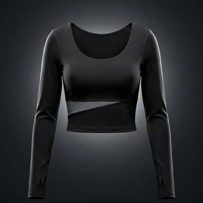 Women's Panelled Long Sleeve Yoga T-Shirt, view 1