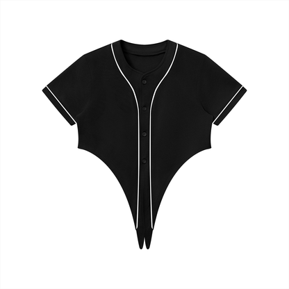 Women's Piping Baseball Jersey in black